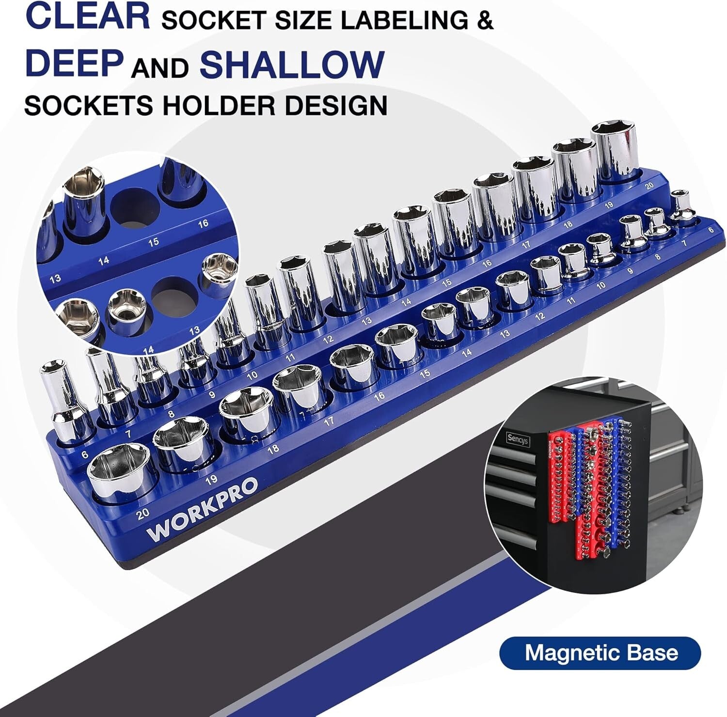 Efficient 4-Piece Socket Storage Set with Magnetic Base - For Tool Enthusiasts