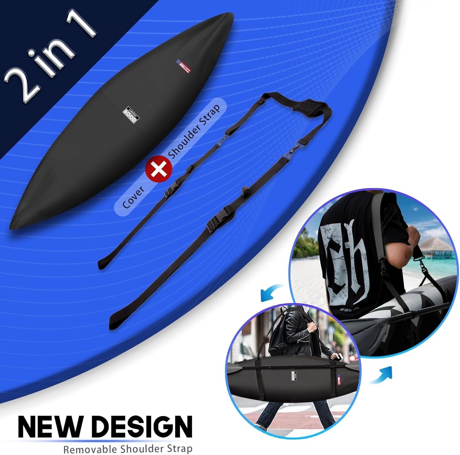 Durable 600D Waterproof Kayak Cover - Easy Carry Design for 10.8-12ft Kayaks