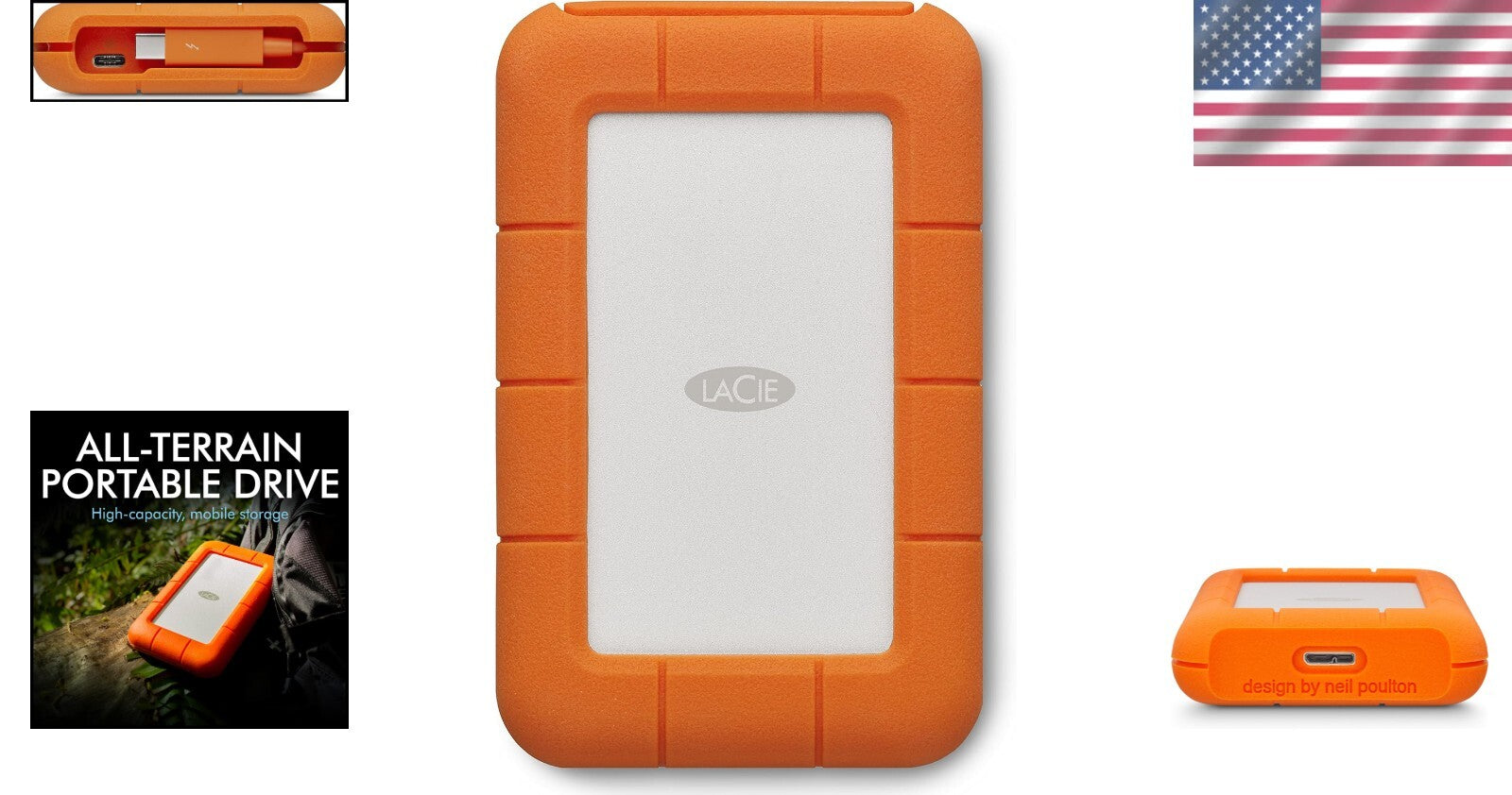 4TB USB-C External Hard Drive - Portable, Shockproof & Weather Resistant Storage