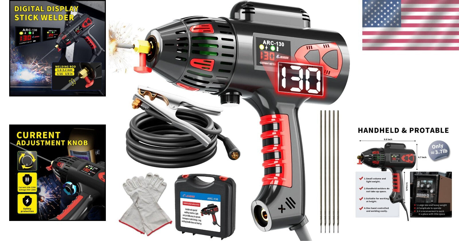 Digital Display 130A Portable Arc Welder - Complete Set for DIY & Industrial Use