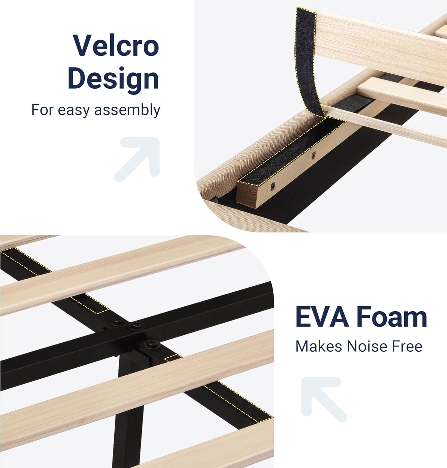 Elegant Full Size Platform Bed with Upholstered Headboard – No Box Spring Needed