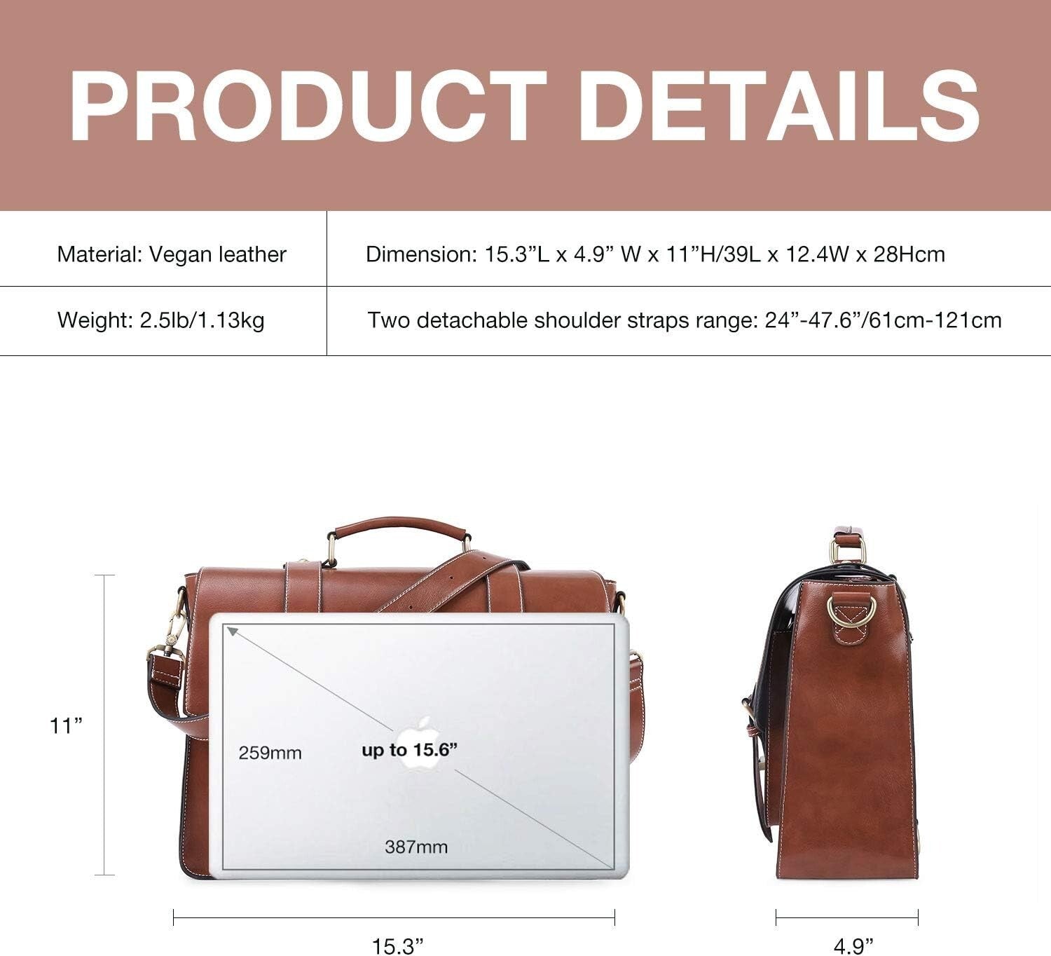 Multifunctional Laptop Backpack & Satchel for Women - 15.6 Inch Vegan Leather