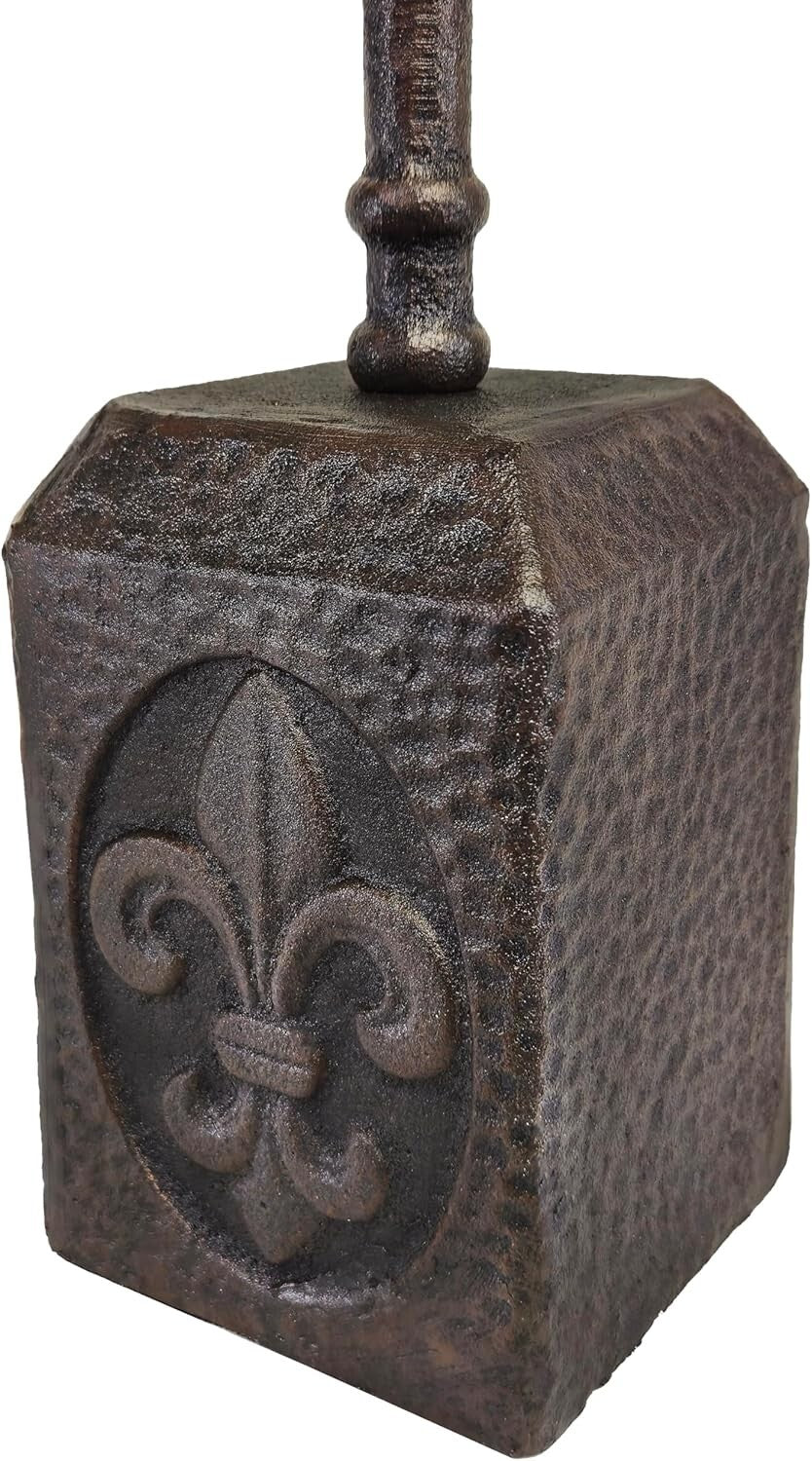 Durable Cast Iron Door Stopper with Adjustable Handle and Fleur de Lis Detailing