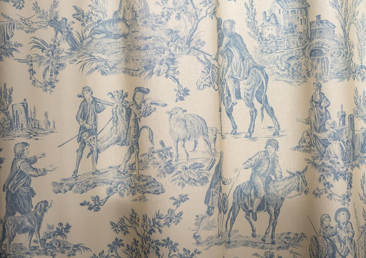 Charming 100% Cotton Toile Drapes 50" W x 108" L - Classic Elegance for Any Room