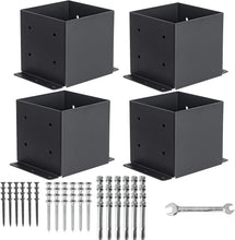 Load image into Gallery viewer, Heavy-Duty 6x6 Post Base Kit - 4 Rustproof Metal Brackets for Outdoor Support