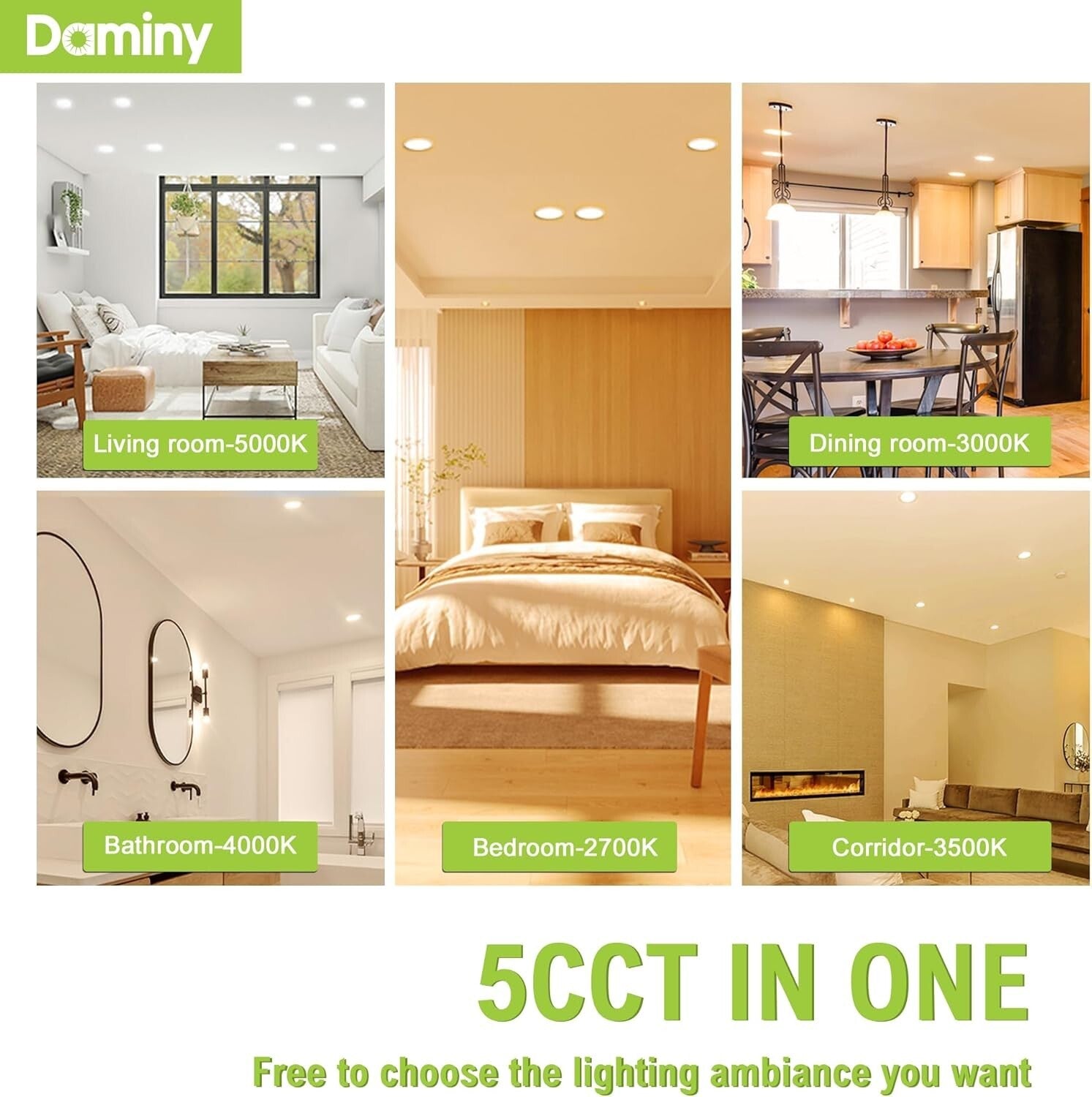 12-Pack 4 Inch Dimmable LED Recessed Lighting - 5 Color Options, ETL Approved