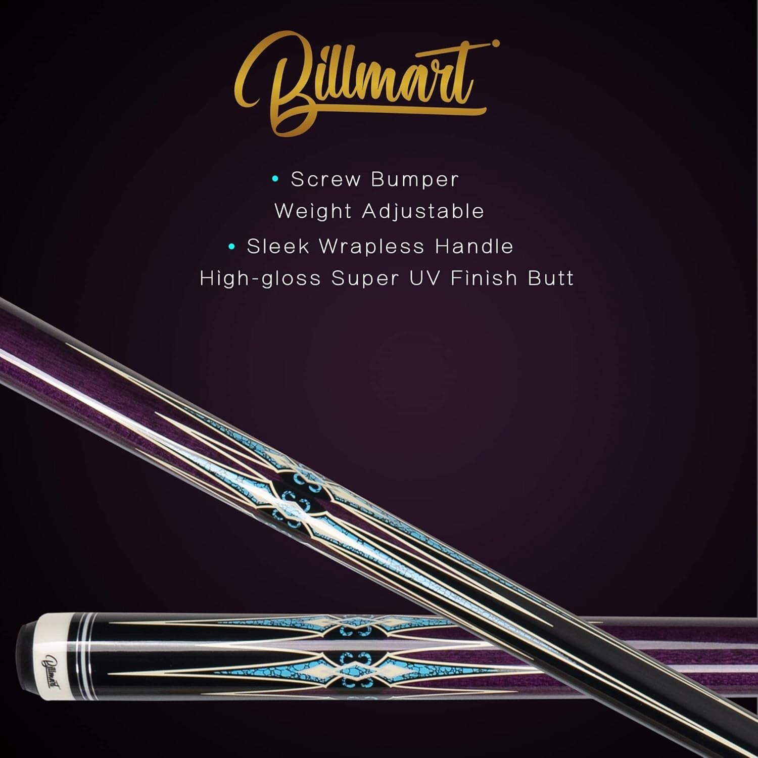 Vibrant 58" Pool Cue Stick with Comfortable Wrapless Grip - Maple Construction