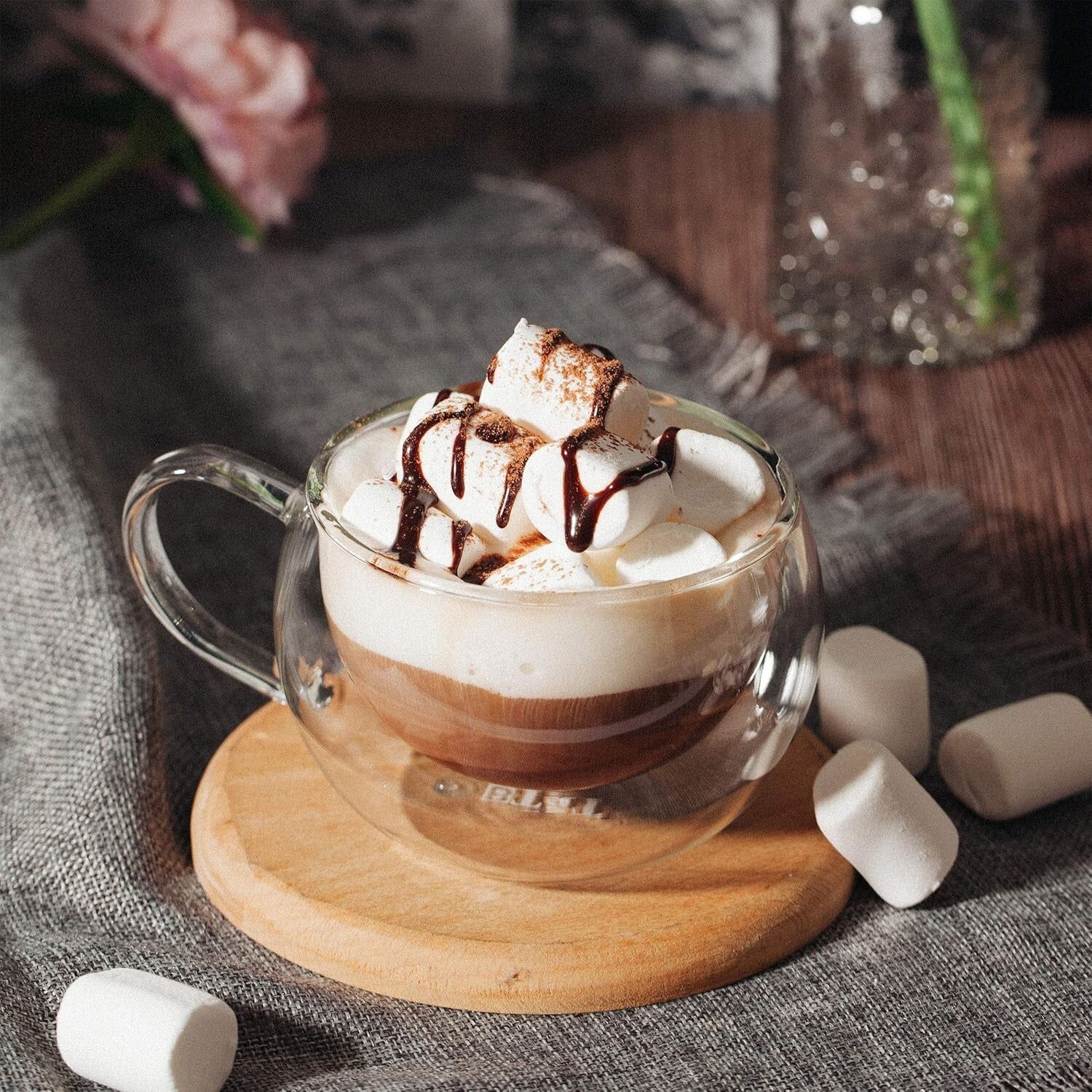 Borosilicate Double Wall Coffee Mugs - 9 oz Modern Design for Hot or Cold Drinks