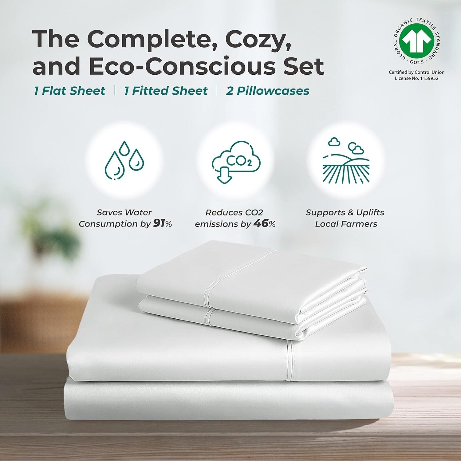 Eco-Friendly Queen Cotton Bed Sheet Set - Deep Pocket & Hypoallergenic Softness