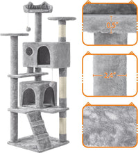 Load image into Gallery viewer, Light Gray Cat Condo with Three Platforms &amp; Scratching Posts - Easy Assembly