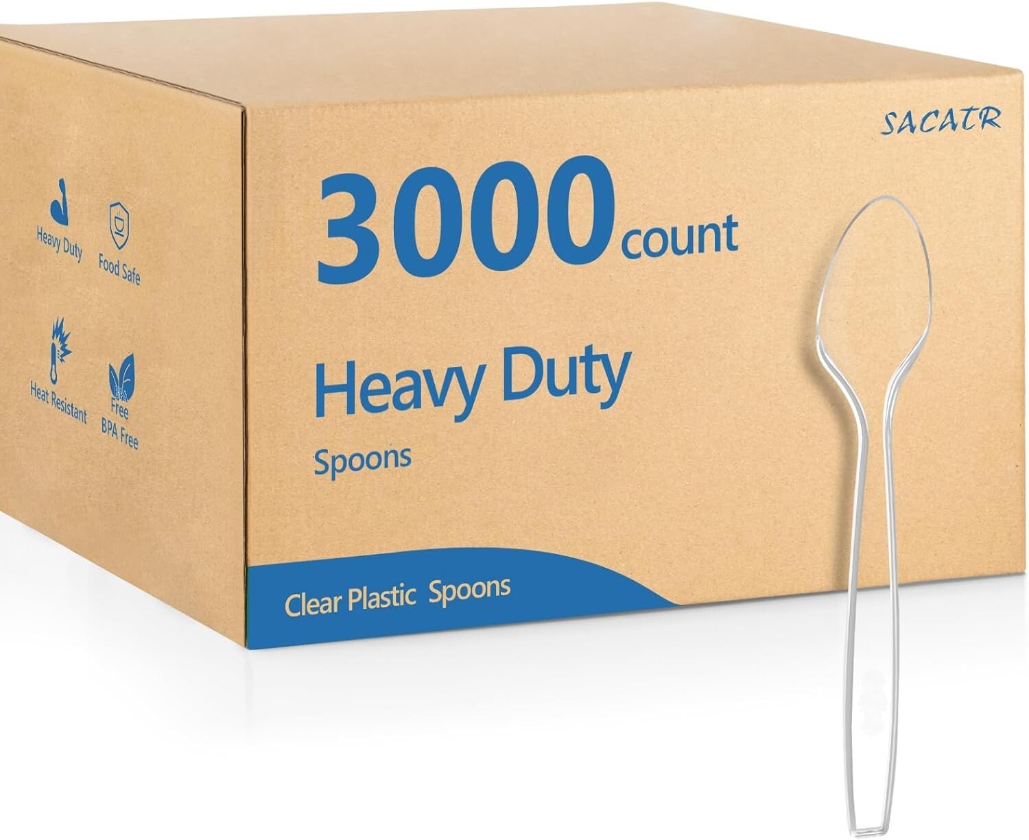 BPA-Free Plastic Silverware Spoons - 3000 Count for Family and Events