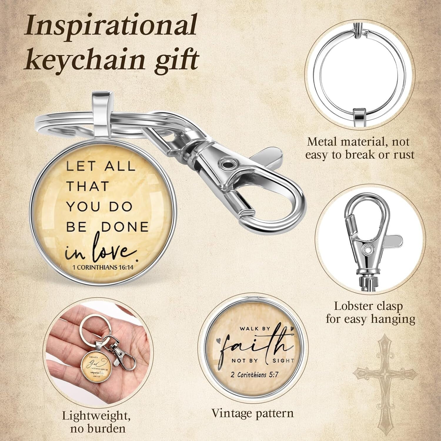 54-Piece Christian Keychain Set with Bible Verses - Inspirational Gifts for All
