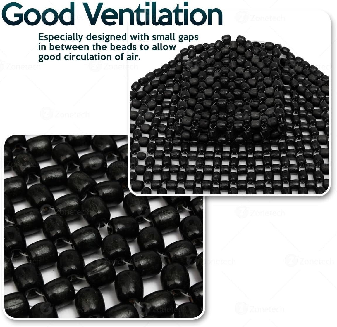 Washable Black Wood Bead Seat Cushions - Ideal for Cars and Office Chairs 2 Pack