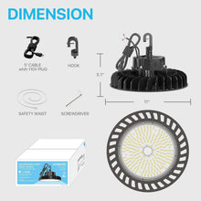 Load image into Gallery viewer, IP65 Rated 150W UFO LED High Bay Light - 1-10V Dimmable Indoor Lighting Solution