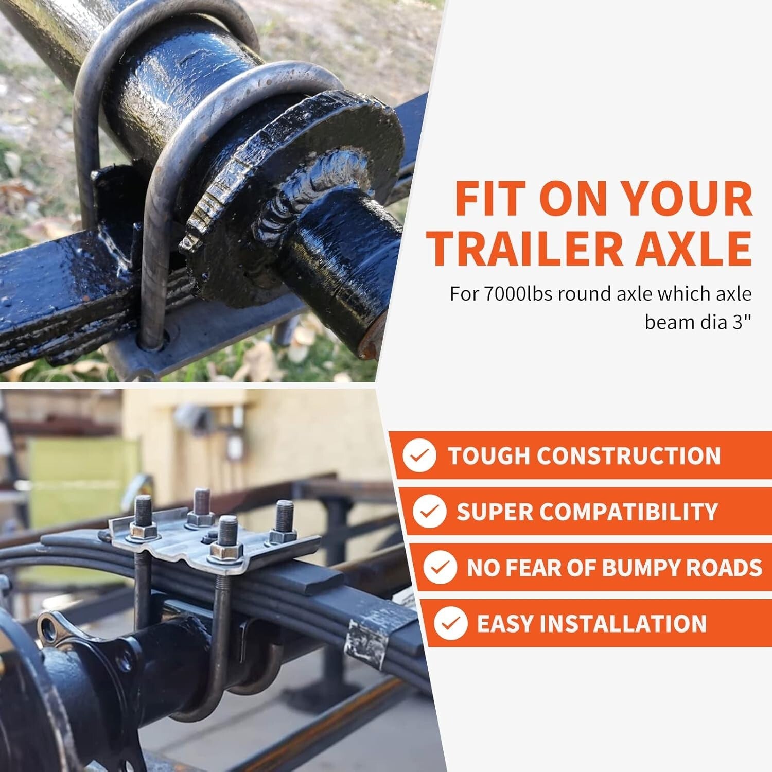 Alloy Steel U Bolt Kit for 5,200-7,000 lb Trailers - Easy Install 2 Pack