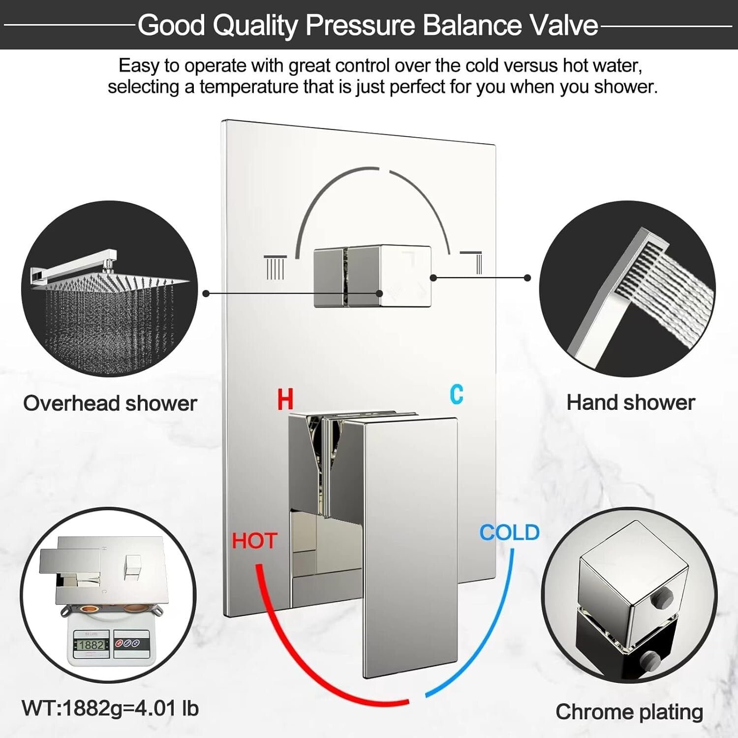 Chrome Wall-Mounted Rain Shower & Tub Spout Set with 10-Inch Head - Easy Install