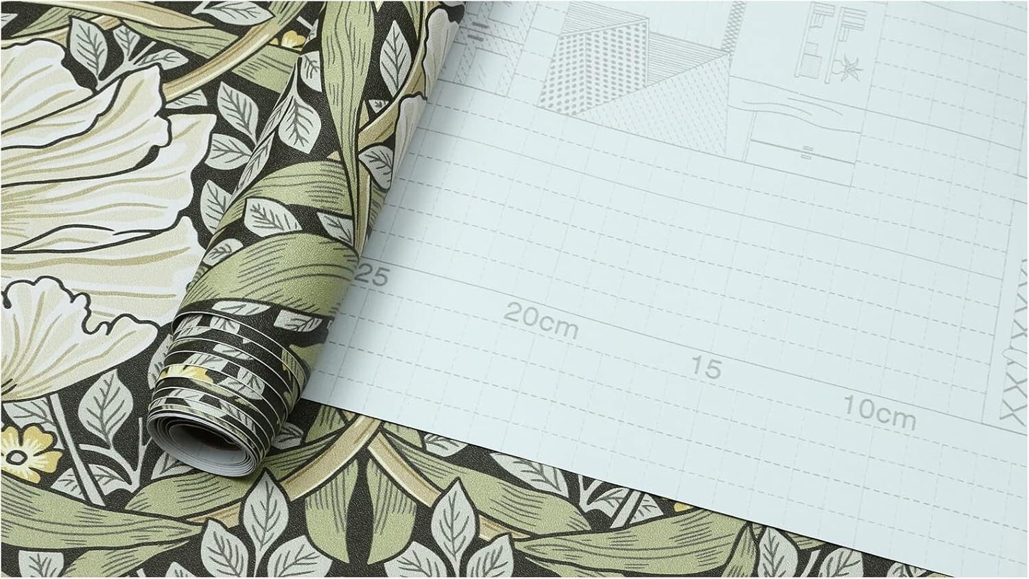 Waterproof Vintage Floral Wallpaper - Easy Install Morris Design 32.8ft Roll