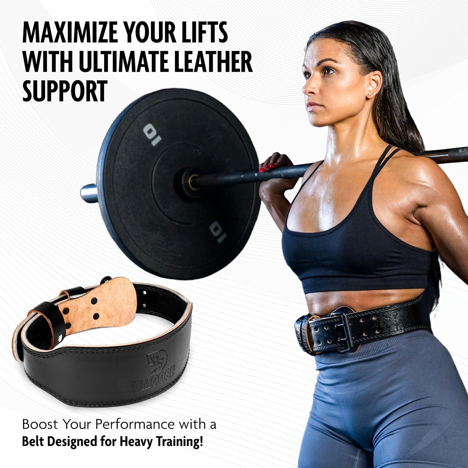 Adjustable 4-Inch Weightlifting Belt with Double-Pronged Buckle - Premium Design