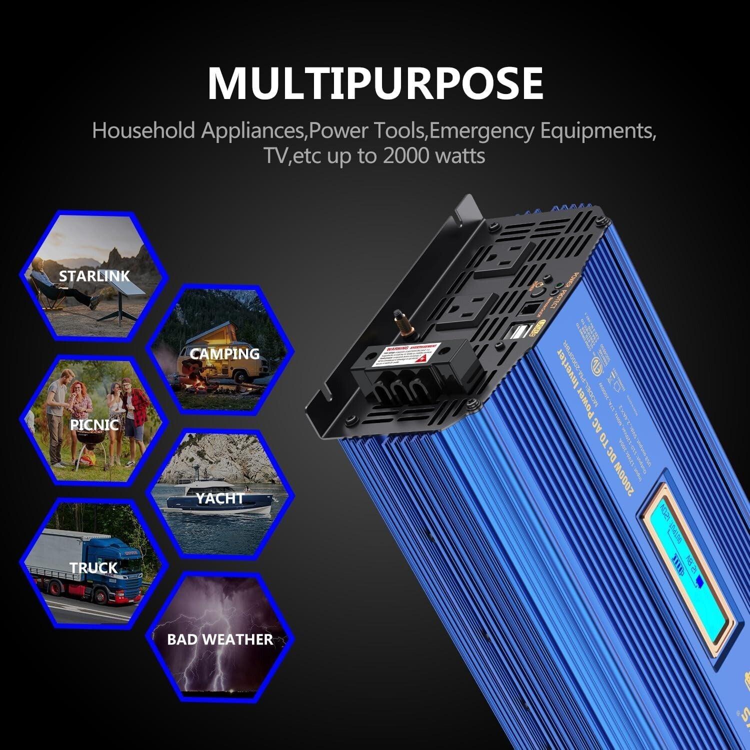 2000W Remote-Controlled Inverter with Dual USB Ports for Outdoor Adventures