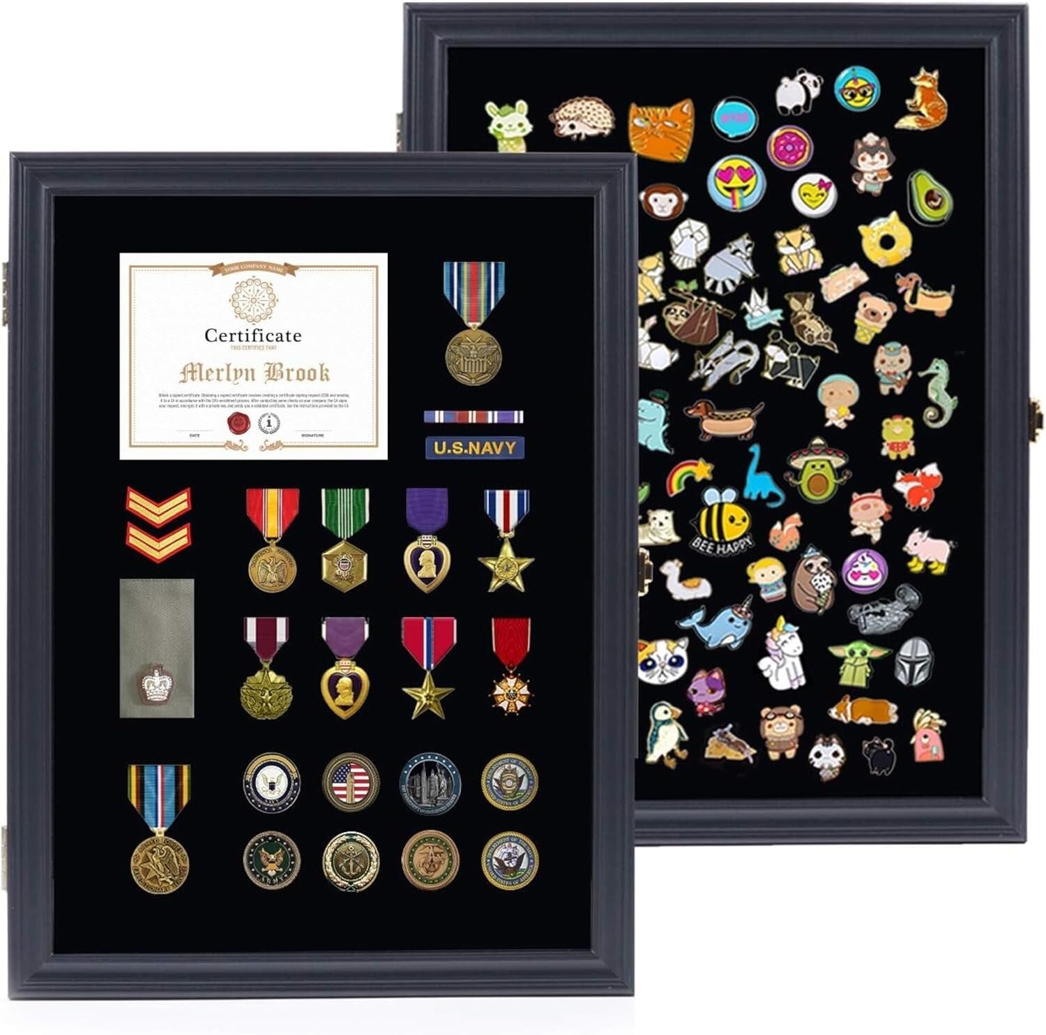 Elegant 19x14 Acrylic Pin Display Case with Lock for Military Medals & Badges