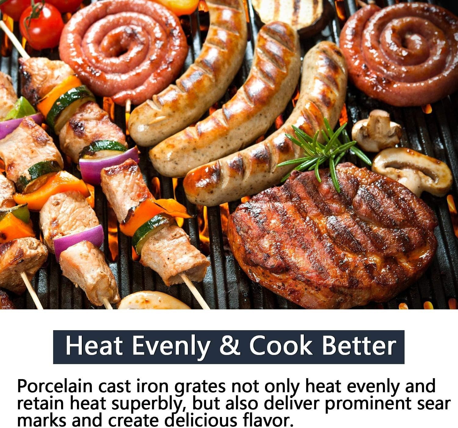 Effortless Cleanup with 18.25" Non-Stick Cast Iron Grill Grates for Charbroil