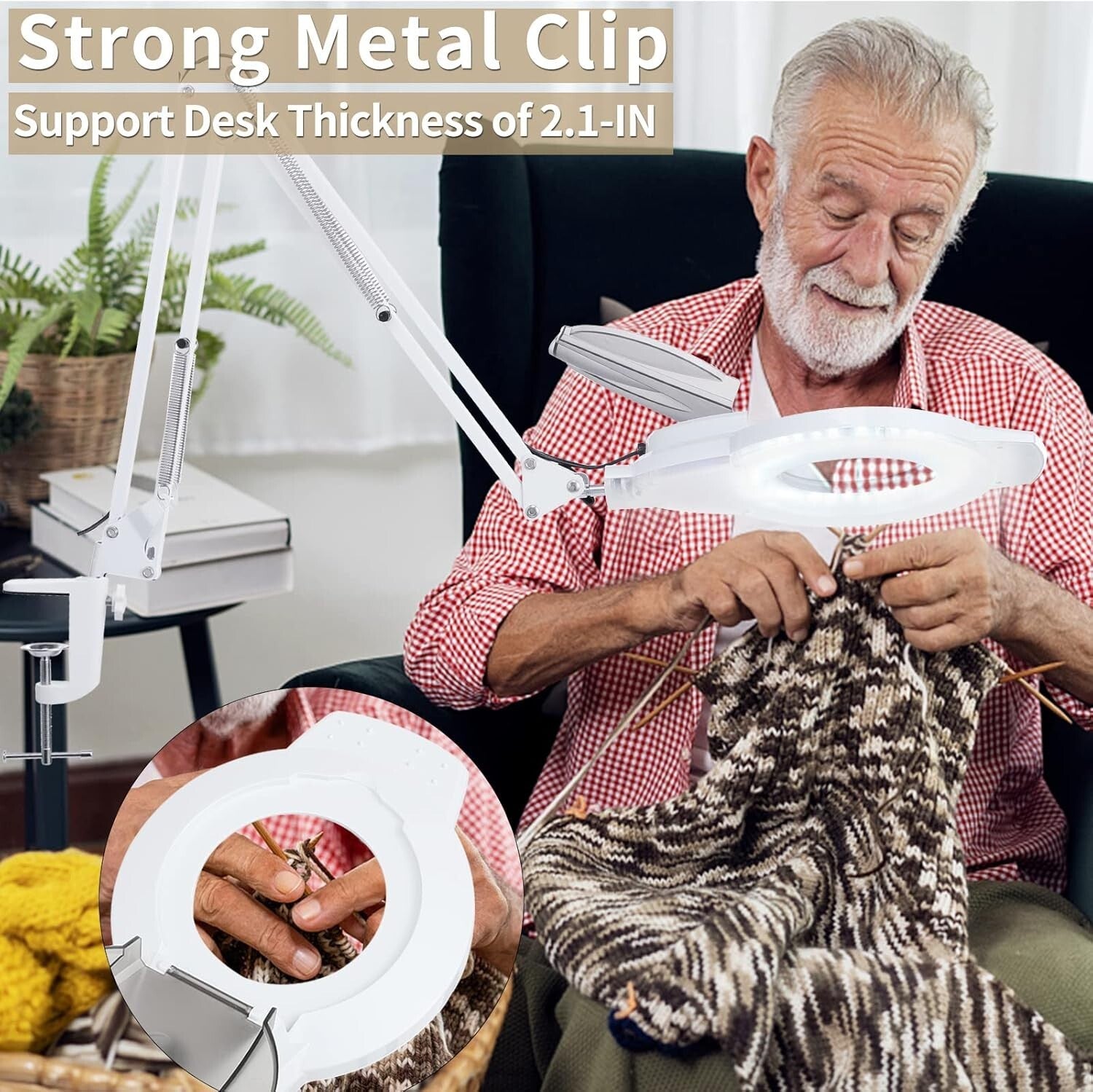 Bright 10X LED Magnifier Lamp with Clamp - Cool White Light for Crafts & Repairs