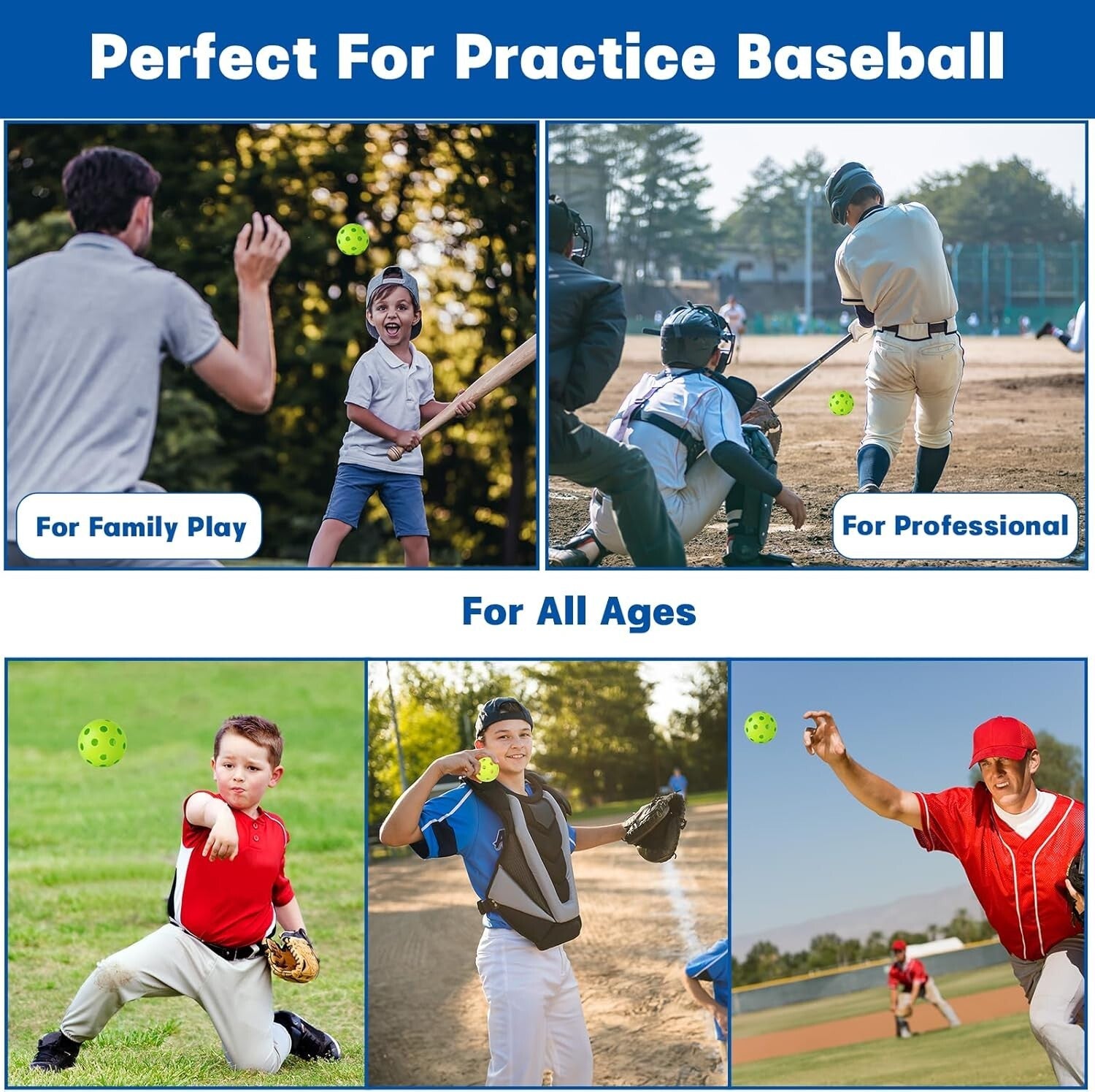 100 Pack Lightweight Plastic Baseball Training Balls with Drawstring Bag