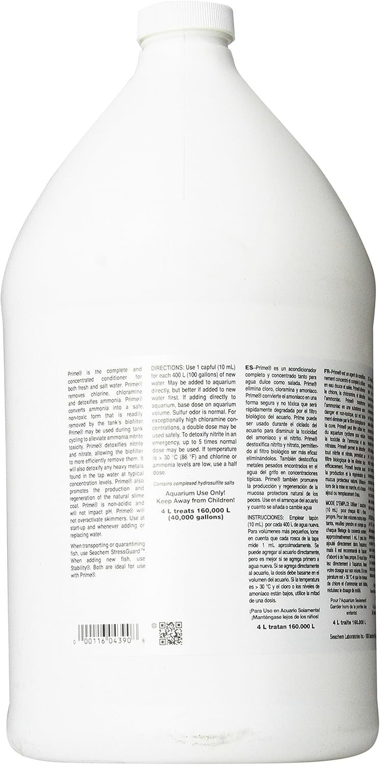 Prime Aquarium Conditioner – 1 Gal Liquid Detoxifier for Fresh & Saltwater Fish