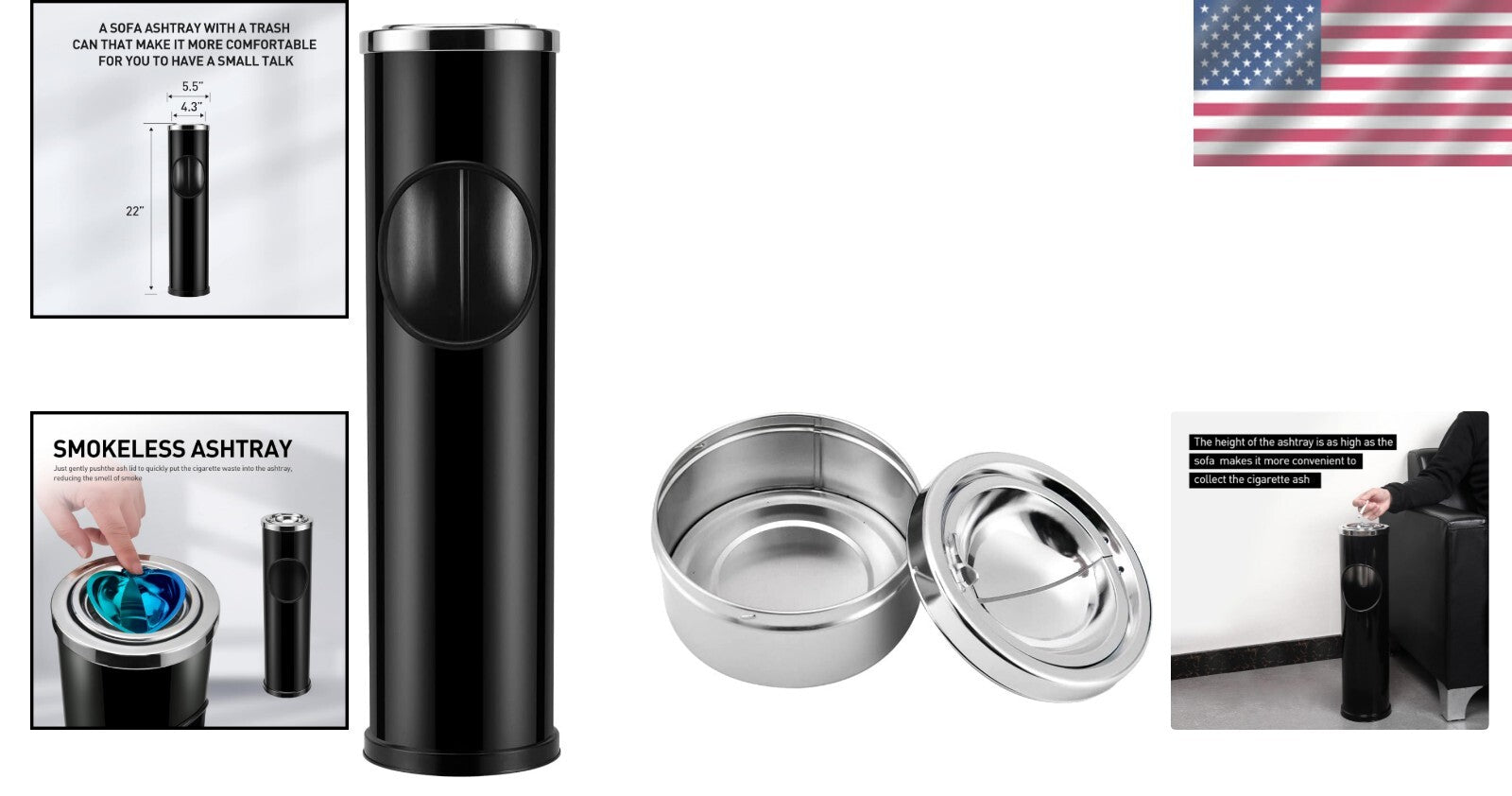 Heavy-Duty Standing Ashtray for Outdoor Use - Elegant Patio Cigarette Disposal