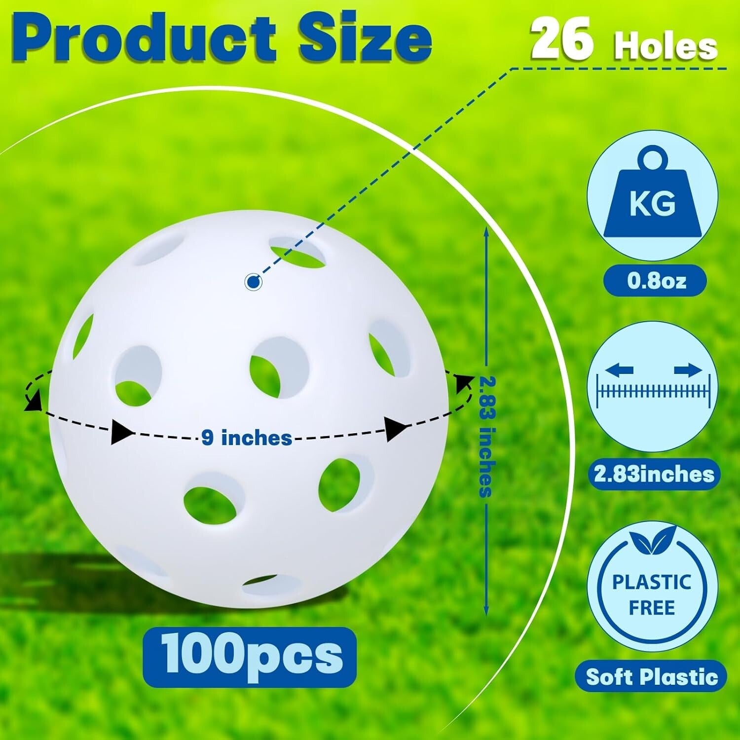 Durable Hollow Soft Baseballs with 26 Holes - 12/100 Pack for Skills Development