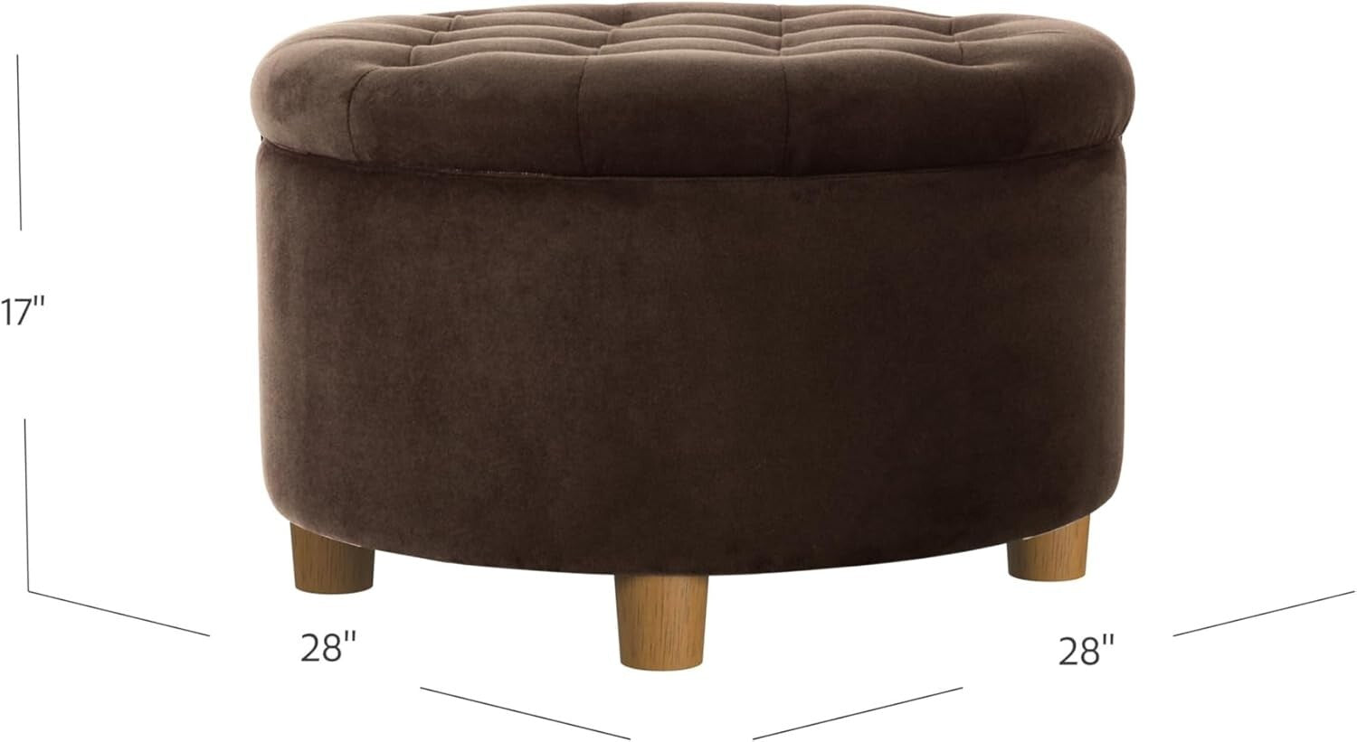 Chic Button Tufted Velvet Ottoman with Honey Oak Legs - Stylish Storage Solution