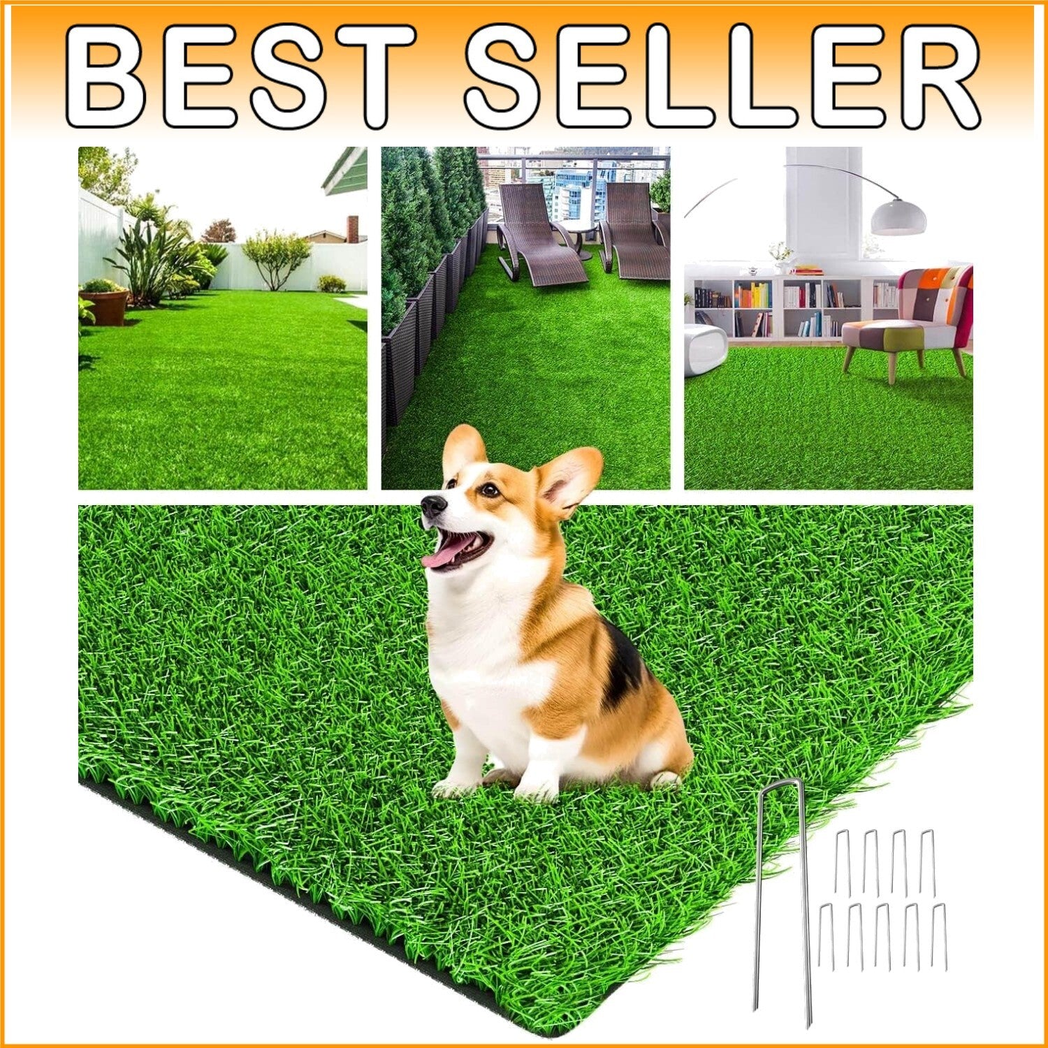 Durable 4x6 FT Artificial Grass for Lawn, Patio, Garden - Low Maintenance