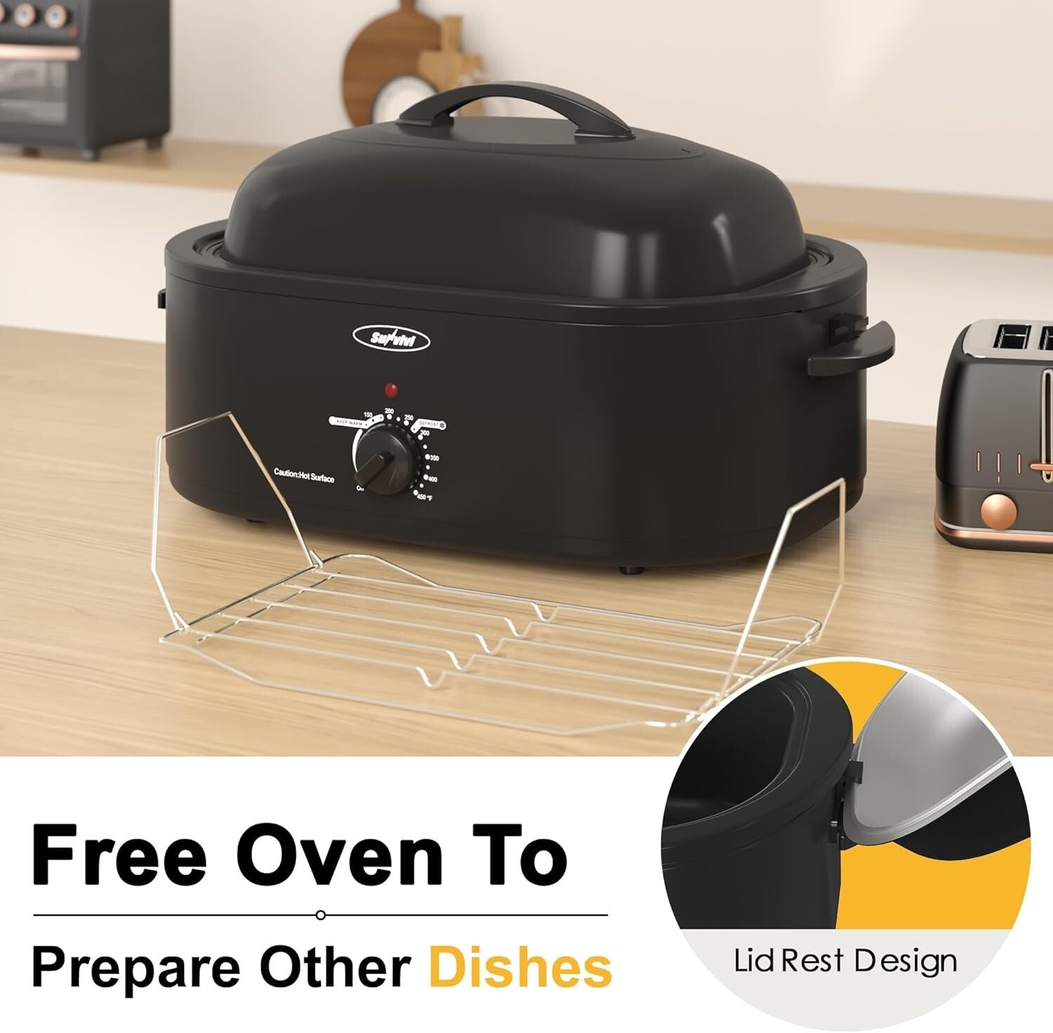 Versatile 20qt Roaster Oven with Removable Pan & Full-Range Temperature Control