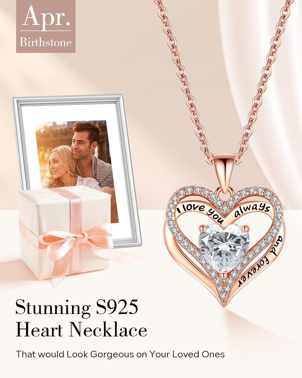 Charming Heart-Shaped Pendant Necklace for Women - S925 Rose Gold Jewelry