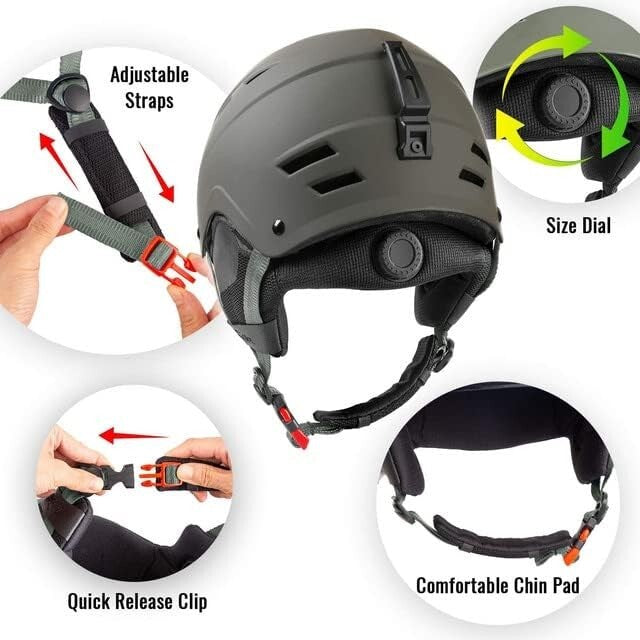 Adjustable Snow Sports Helmet in Matte Gray - Perfect for Skiing & Snowboarding