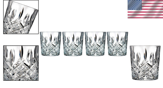Elegant 11 oz Double Old Fashioned Glass Set – By Waterford Markham, 4 Count