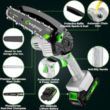 Load image into Gallery viewer, Efficient Mini Chainsaw - Battery Powered, 28.6 Ft/s Speed for Easy Trimming