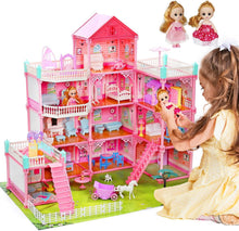 Load image into Gallery viewer, Illuminated Dollhouse with 11 Rooms - Build &amp; Play with Lights and Furnishings