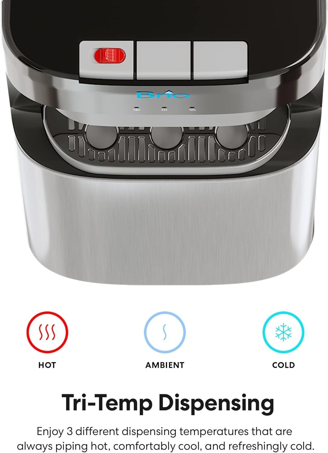 Bottom Loading Stainless Steel Water Cooler - 3 Temperatures, Child Safety Lock