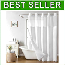 Load image into Gallery viewer, Modern White Shower Curtain with Easy Install Snap-in Liner for Luxury Bathrooms