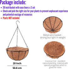 Load image into Gallery viewer, Rust-Resistant 20" Black Metal Wire Hanging Planter with Coco Liners - Set of 2
