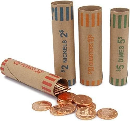 3072 Pcs Color-Coded Coin Roll Wrappers - Quarters, Nickels, Dimes, and Pennies