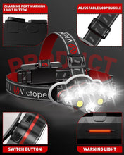 Load image into Gallery viewer, 8 LED Rechargeable Headlamp Pack - Ultra Bright Waterproof Light for Outdoors