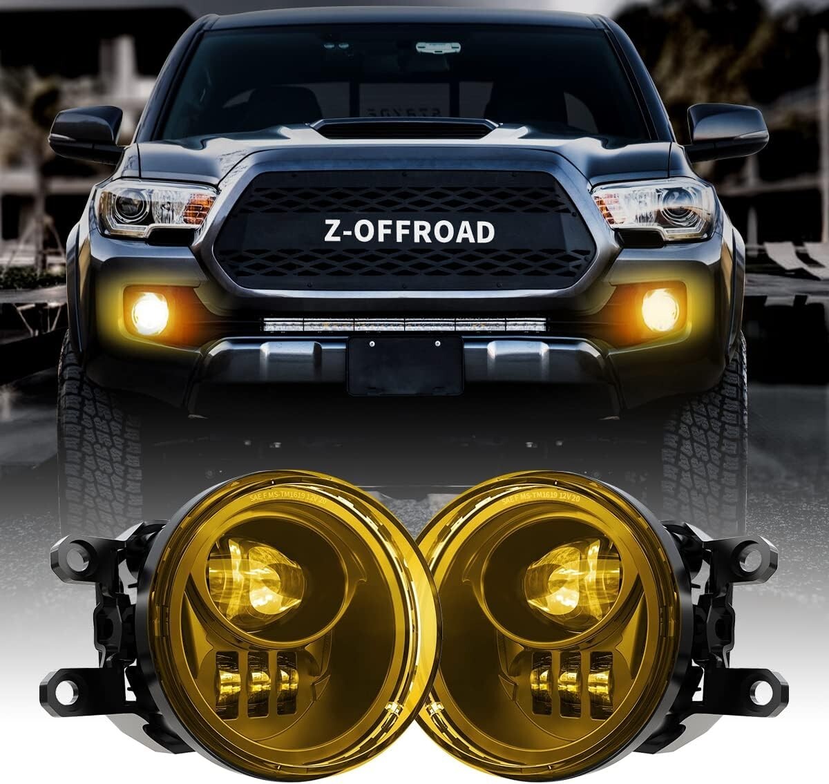 Easy Install Clear Lens Yellow LED Fog Lights for 2016-2022 Toyota Tacoma & More