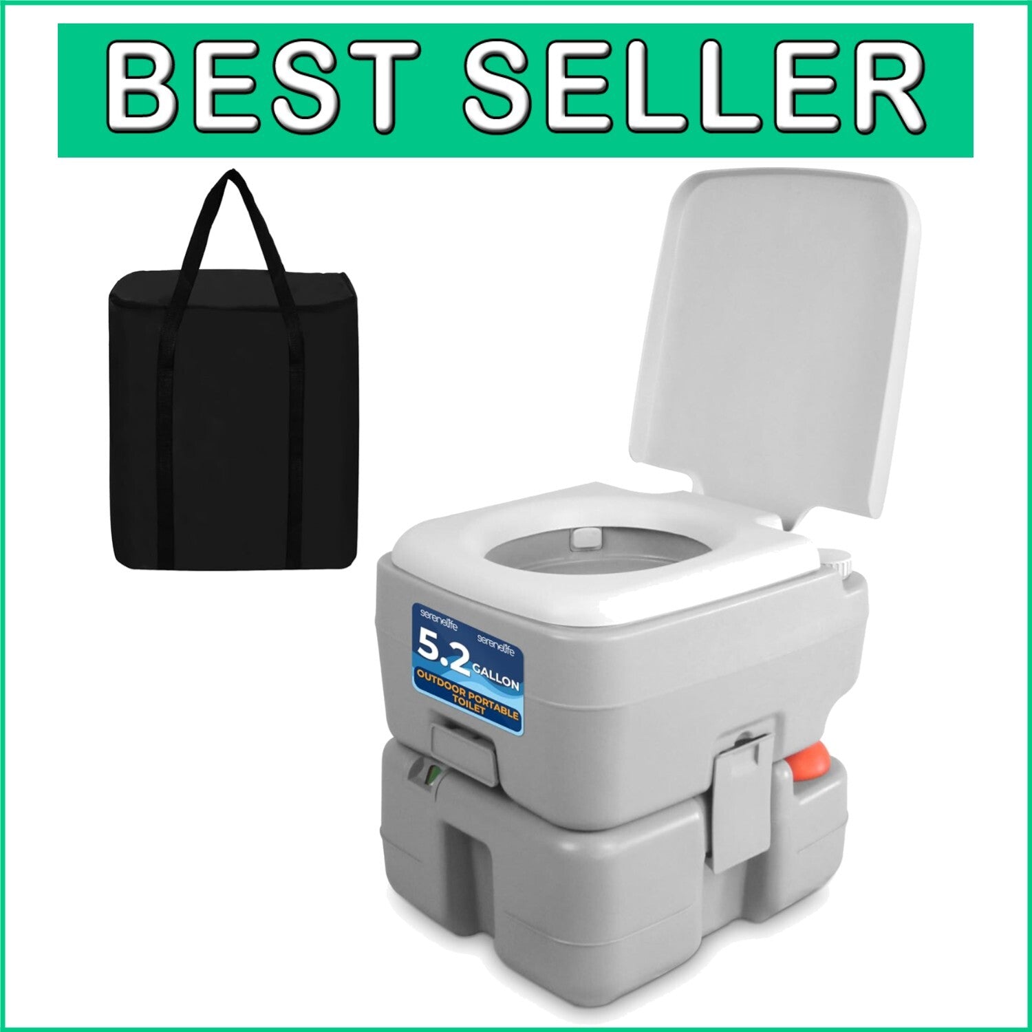 5.2-Gallon Leak-Proof Portable Camping Toilet - Ideal for Hiking & Boating