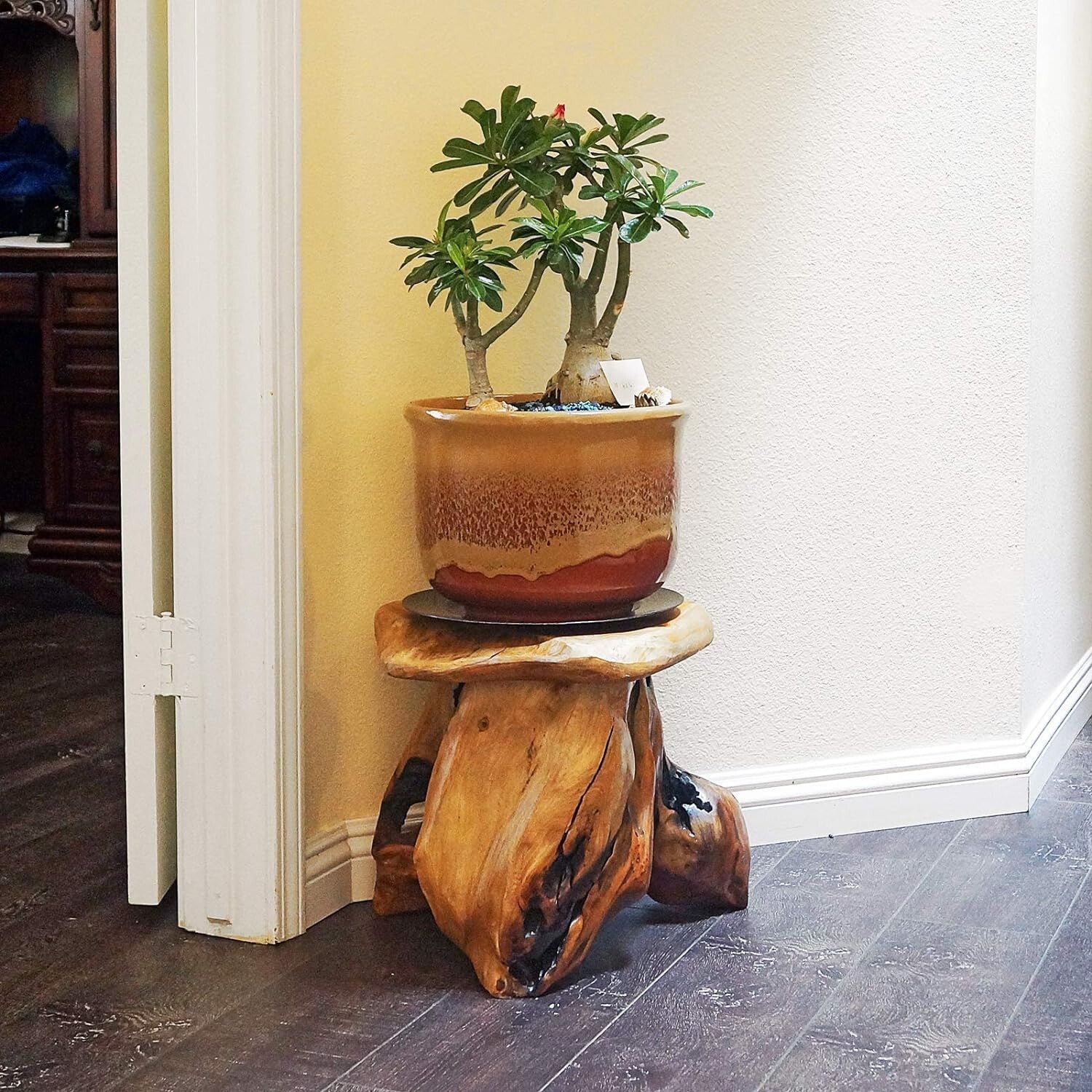 Compact 14" Tree Stump Stool with Unique Shape - Ideal Plant or End Table