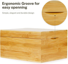 Load image into Gallery viewer, Spacious 4x6 Bamboo Index Card Box with Dividers - Organize 600 Cards Stylishly