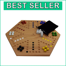 Load image into Gallery viewer, Solid Oak Double-Sided Marble Board Game - Hand-Painted 16" Elegant Design