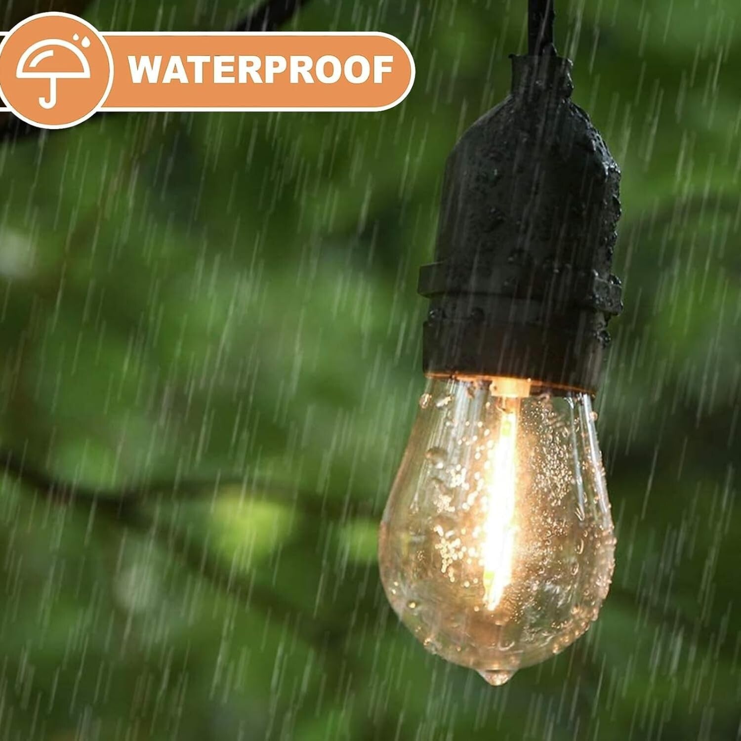 Durable Outdoor 48-Pack S14 Warm White LED String Light Bulbs - 25,000 Hour Life