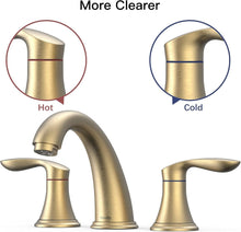 Load image into Gallery viewer, Luxury Brushed Gold Bathroom Sink Faucet with Two Handles &amp; High-Arc Spout